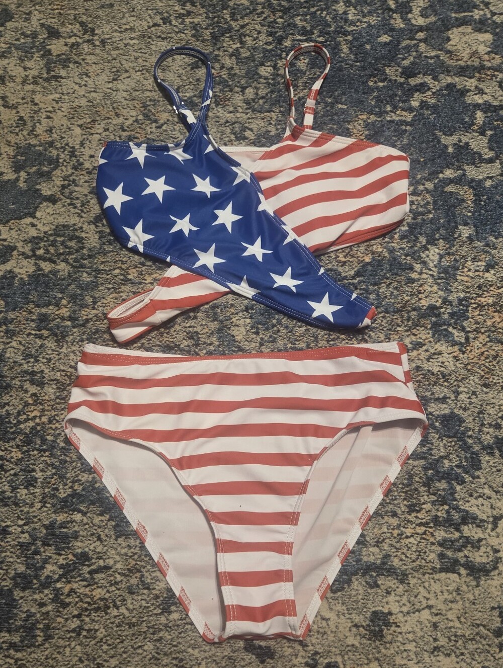 American Flag Print Two-Piece Bikini - Red, White & Blue